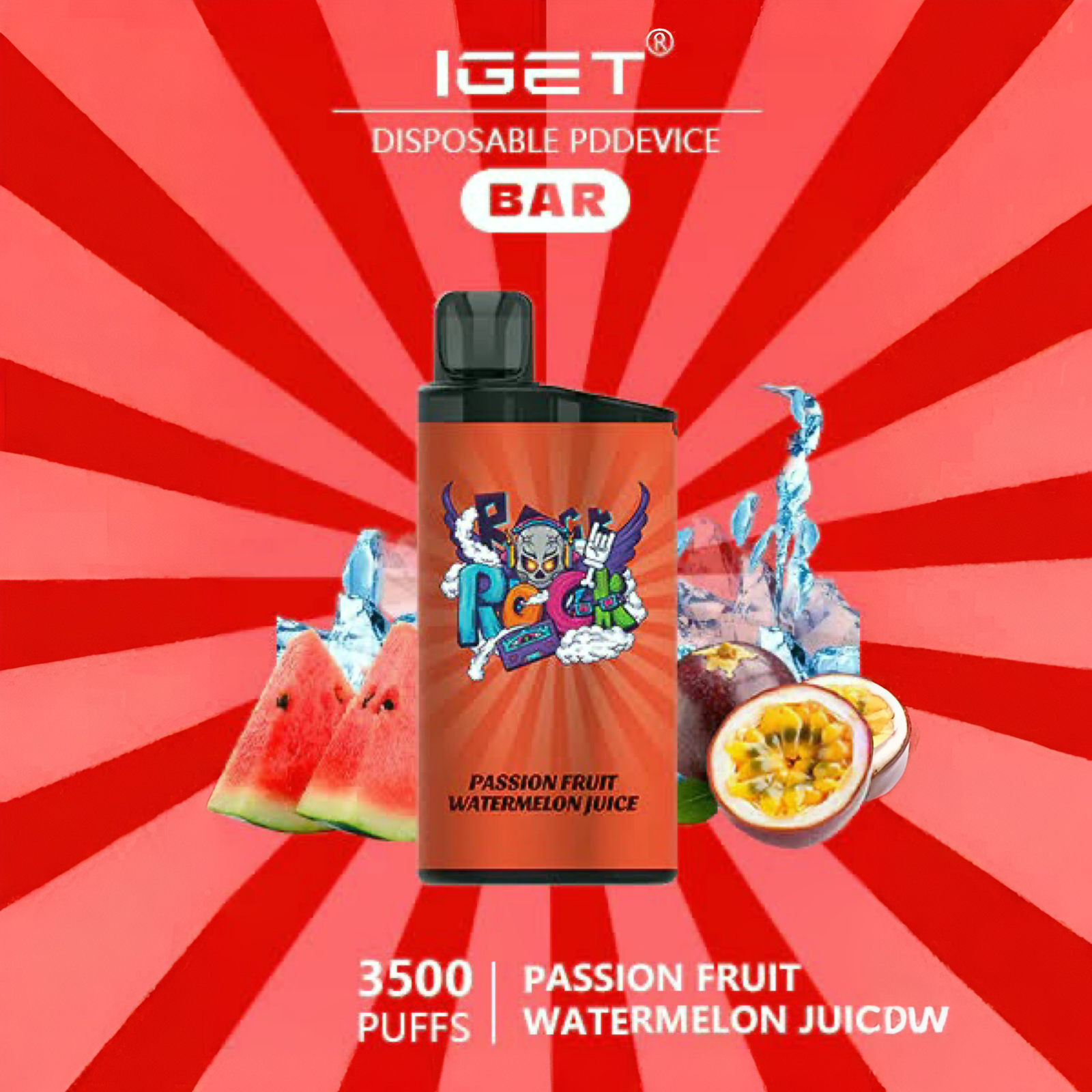 IGET Bar 3500 Puff Passionfruit Watermelon Juice Disposable Vape