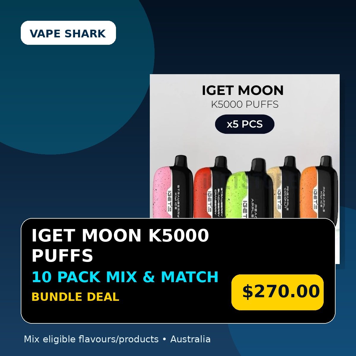 Iget Moon K5000 Puffs Mix & Match 10 Pack Bundle
